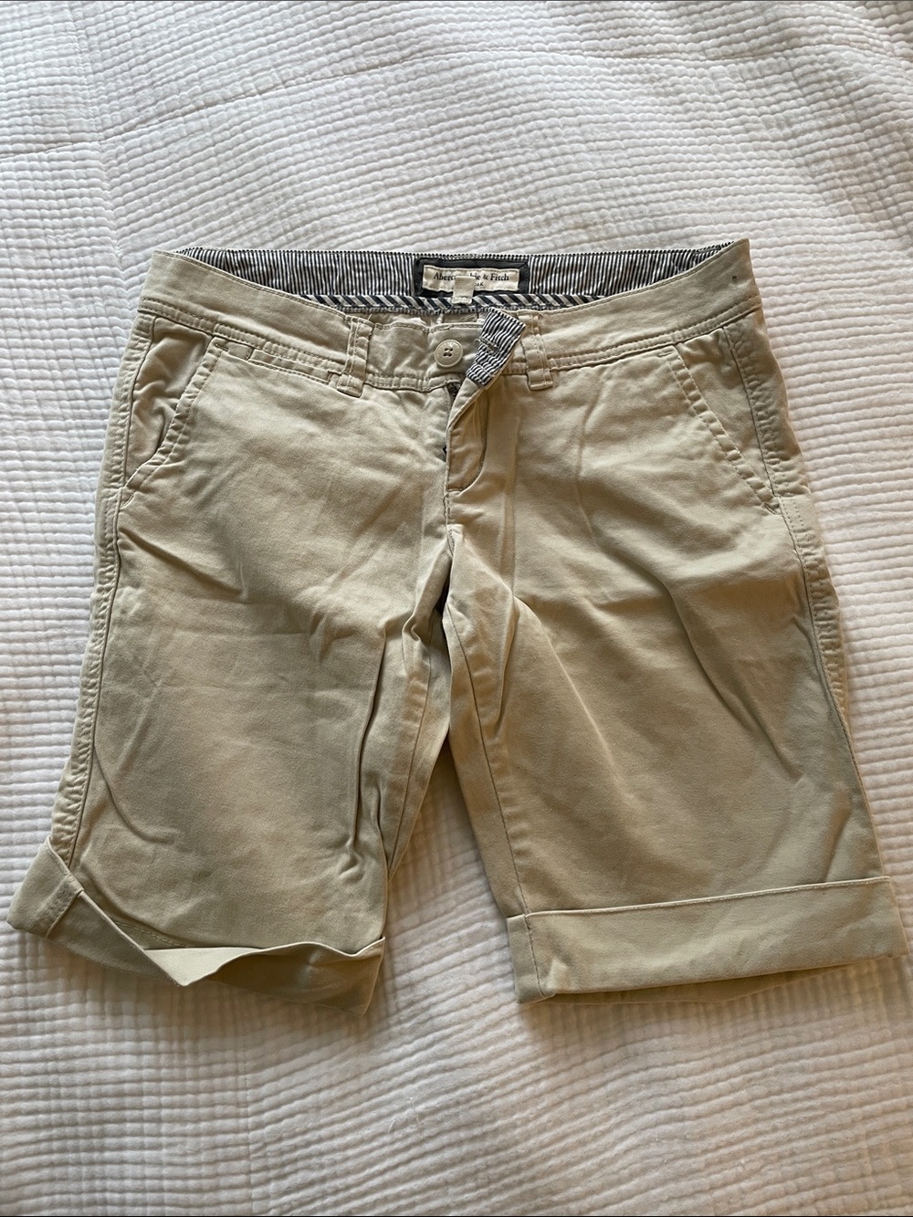 Abercrombie & Fitch Khaki Cotton Stretch Shorts